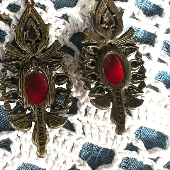 Heidi Daus vintage long drop carnelian beads clip on Earrings - Picture 4 of 8